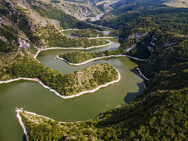 Uvac river meandering through the mountains