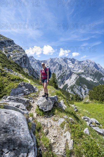 Hiker on the trail to the Meilerhuette