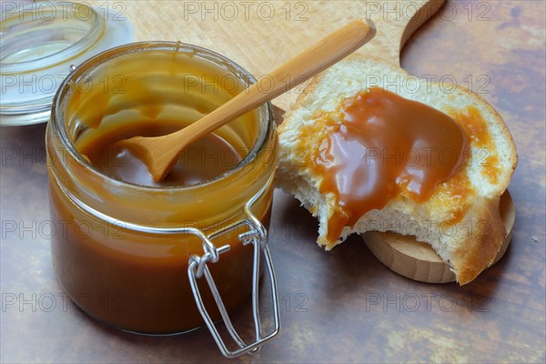 French caramel cream in glass and yeast plait