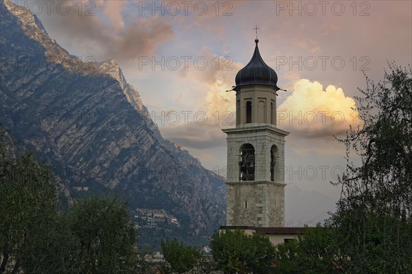 San Benedetto church tower in the evening