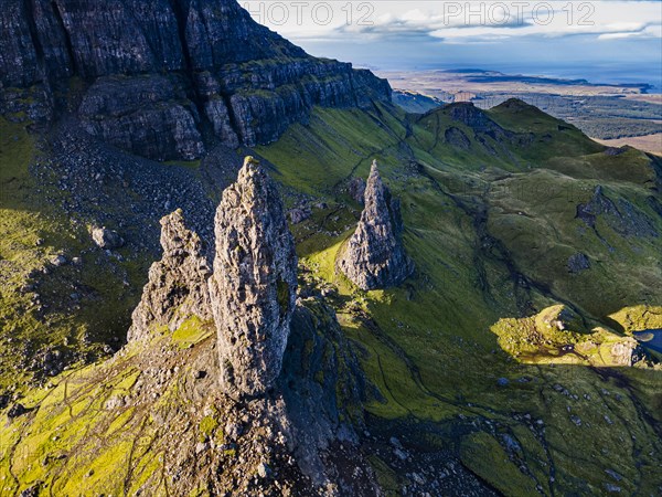 Aerial of the Storr pinnacle