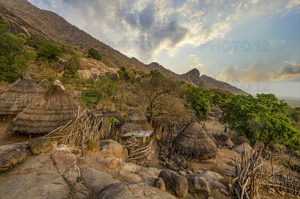 Tradtional build huts of the Otuho or Lutoko tribe in a village in the Imatong mountains