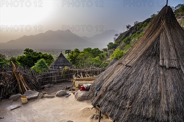 Tradtional build huts of the Otuho or Lutoko tribe in a village in the Imatong mountains