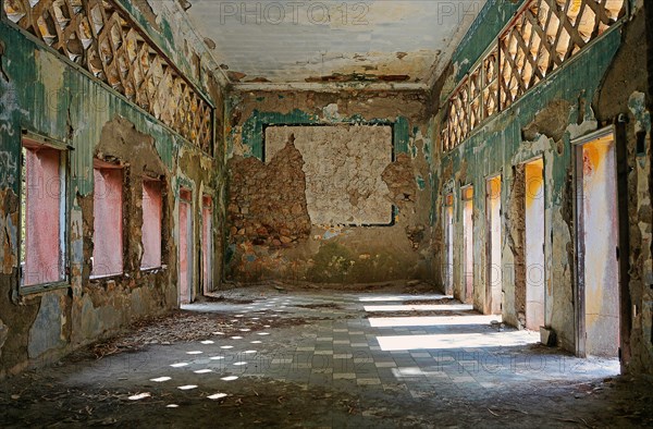 Hall of a derelict arcaded building