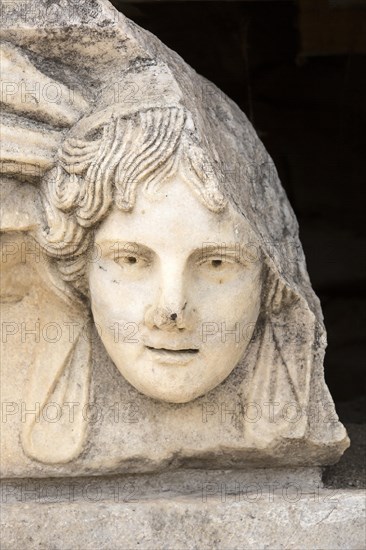 Head relief on the portico of Tiberius in Aphrodisias