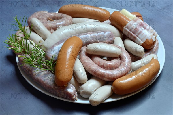 Various sausages on plate