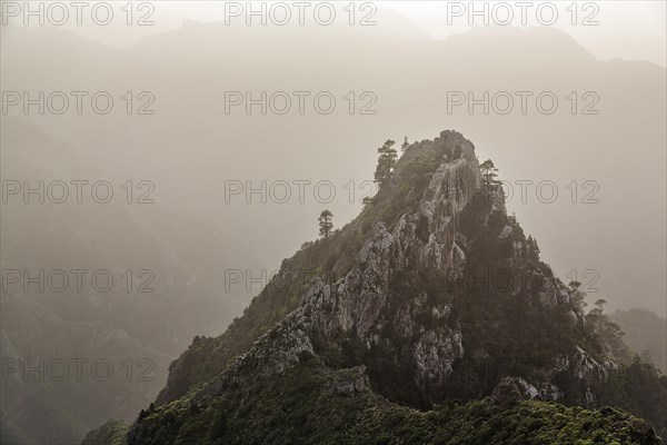 Rock formation in the evening haze