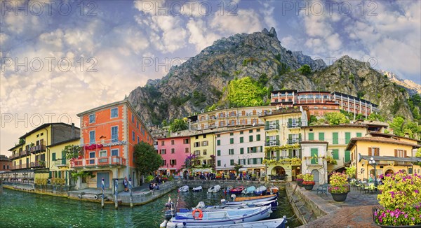 Idyllic fishing village and harbour with colourful houses and boats