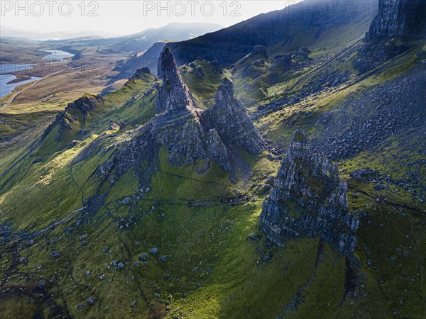 Aerial of the Storr pinnacle