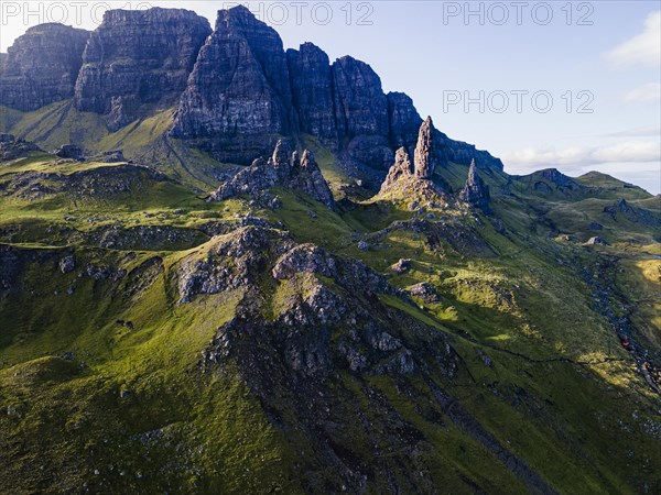 Aerial of the Storr pinnacle