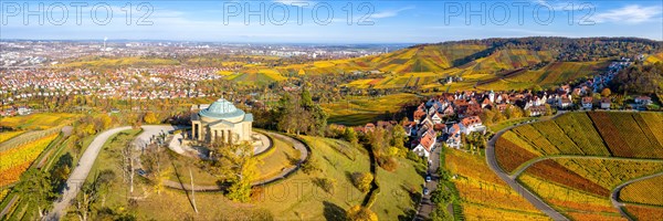 Grave Chapel on the Wuerttemberg Rotenberg Vineyards Aerial View Panorama City Trip in Stuttgart