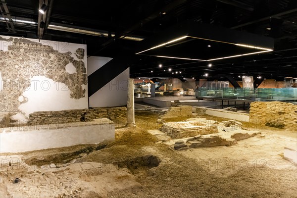 Ruins of Roman settlement in museum Antiquarium in Seville