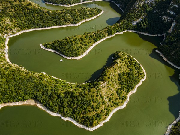 Uvac river meandering through the mountains