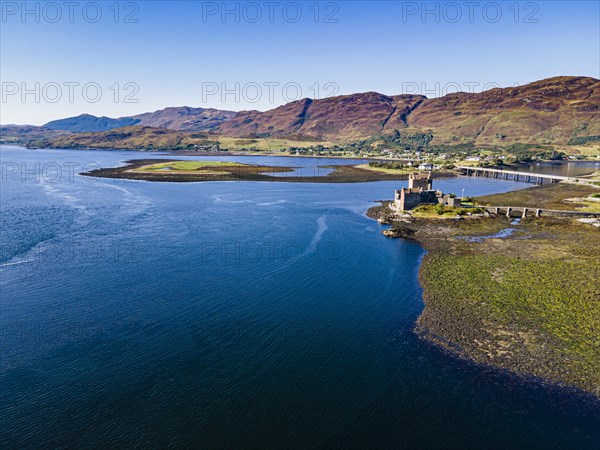 Aerial of the Eilean Donan Castle