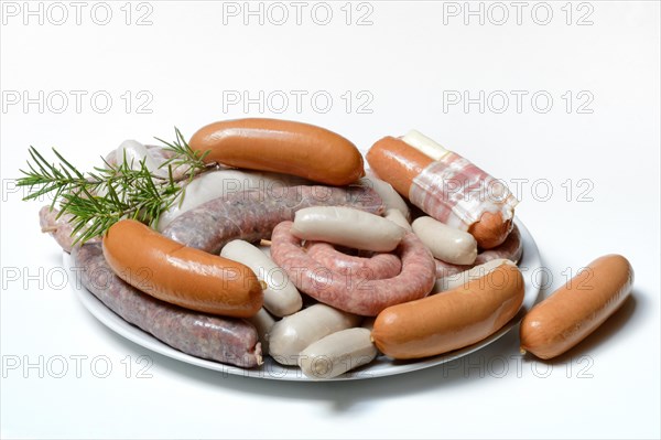 Various sausages on plate