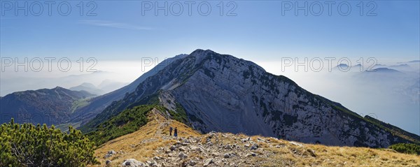 Monte Baldo peak Cima Valdritta with hiker