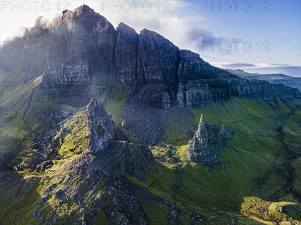 Aerial of the Storr pinnacle