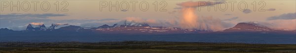 Mountain range of the East Fjords in the evening light