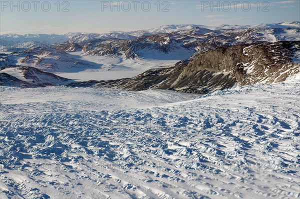 Huge ice masses of a glacier