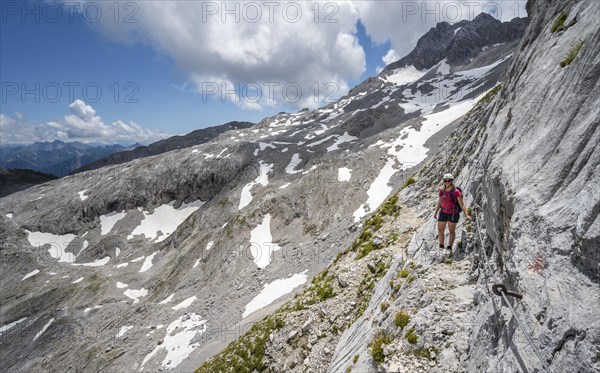 Hiker on a rock face