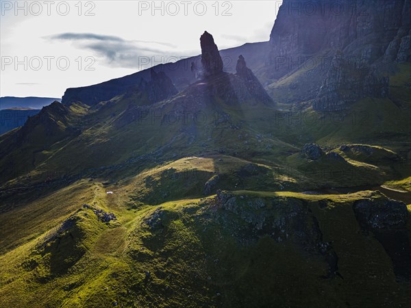 Aerial of the Storr pinnacle