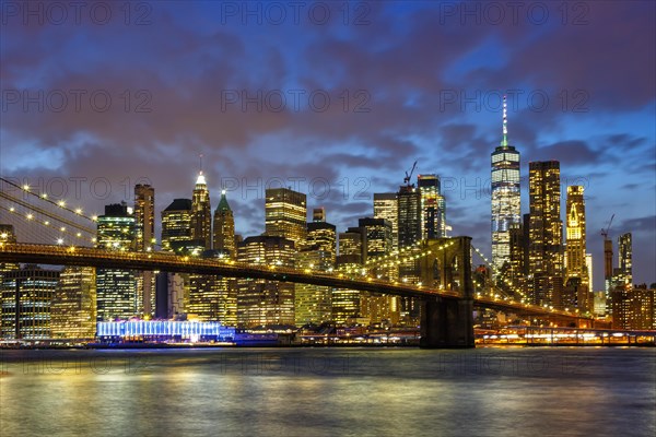 New York City Skyline Night City Manhattan Brooklyn Bridge World Trade Center WTC in New York