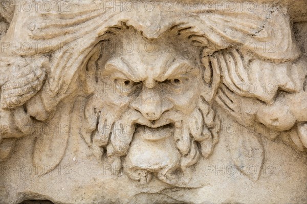 Head relief on the portico of Tiberius in Aphrodisias