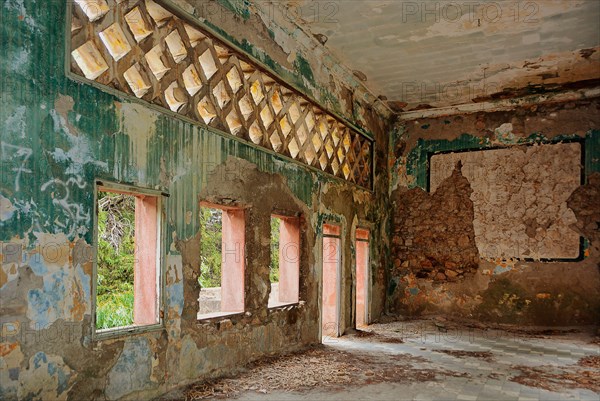 Hall of a derelict arcaded building