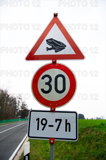 Signs at the amphibian protection fence