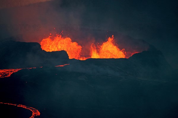 Glowing lava fountains