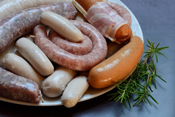 Various sausages on plate