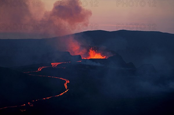 Glowing lava fountains