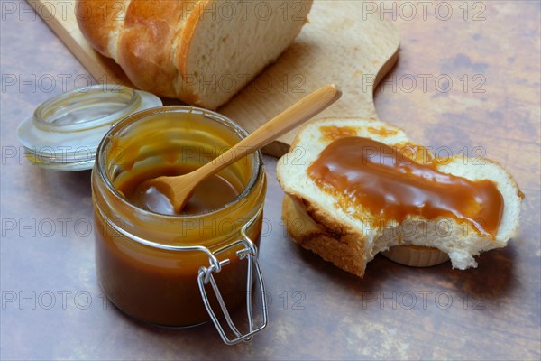 French caramel cream in glass and yeast plait