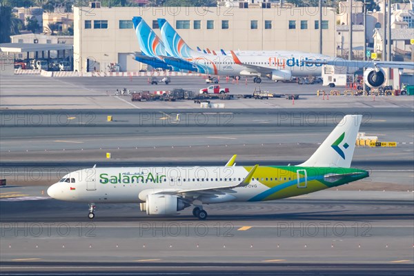 A Salam Air Airbus A320neo with registration A4O-OVG at Dubai Airport