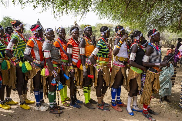 Traditional dressed young girls practising local dances