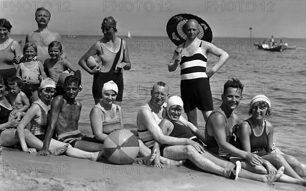 Bathing group on the beach