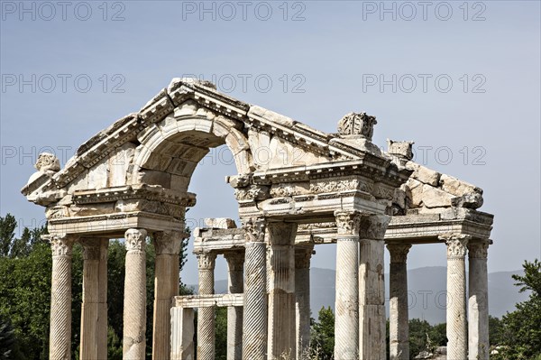 The tetrapylon is the main entrance to the temple of Aphrodite in Aphrodisias