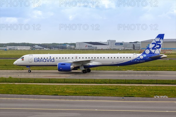 An Embraer 195 E2 aircraft of Belavia with registration EW-563PO at Amsterdam Schiphol Airport