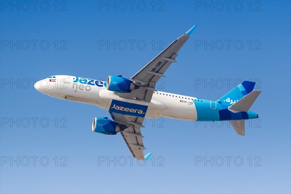 A Jazeera Airways Airbus A320neo with registration number 9K-CBB at Dubai Airport