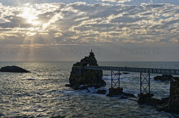 Rocher de la Vierge footbridge with statue of the Virgin Mary