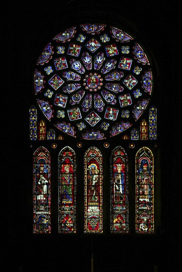 Rose window of the north transept with five lancet windows below