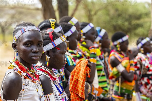 Traditional dressed young girls practising local dances