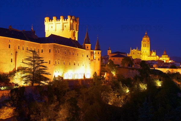 Alcazar Fortress and Cathedral at dusk