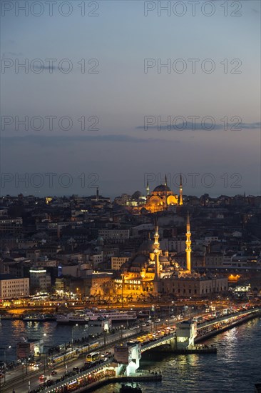 Yenicami and Galata Bridge by night