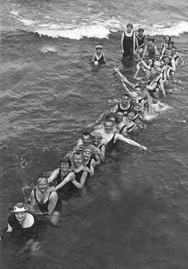 Bathing group on the beach