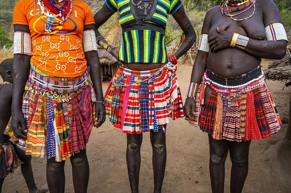 Close up of colourful skirt from young girls