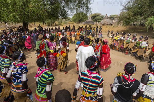 Traditional dressed young girls practising local dances