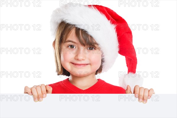 Child Girl Santa Claus Christmas Sign copy space Copyspace Freiraum