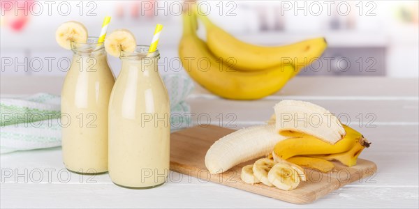 Banana Smoothie Fruit Juice Drink Juice in Bottle Panorama