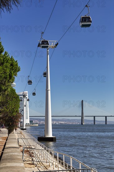 Cable car Telecabine Lisboa on the banks of the Tagus